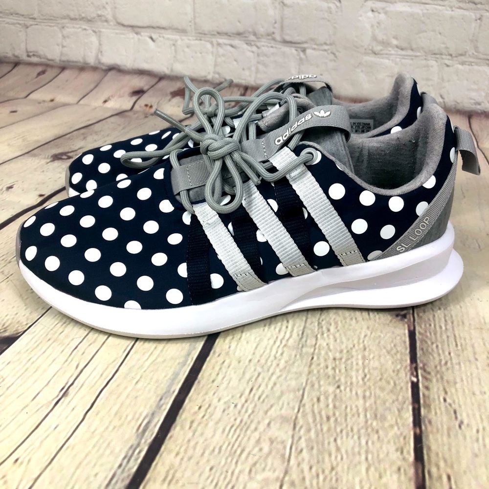 Adidas Navy Blue White Polka Dot SL Loop Sneakers
